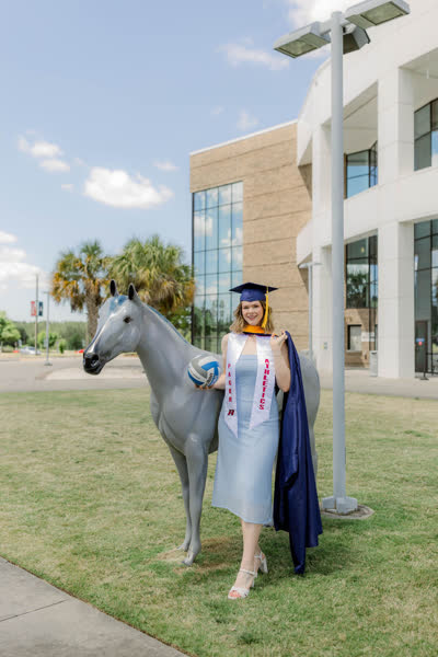 A student athlete on graduation day.